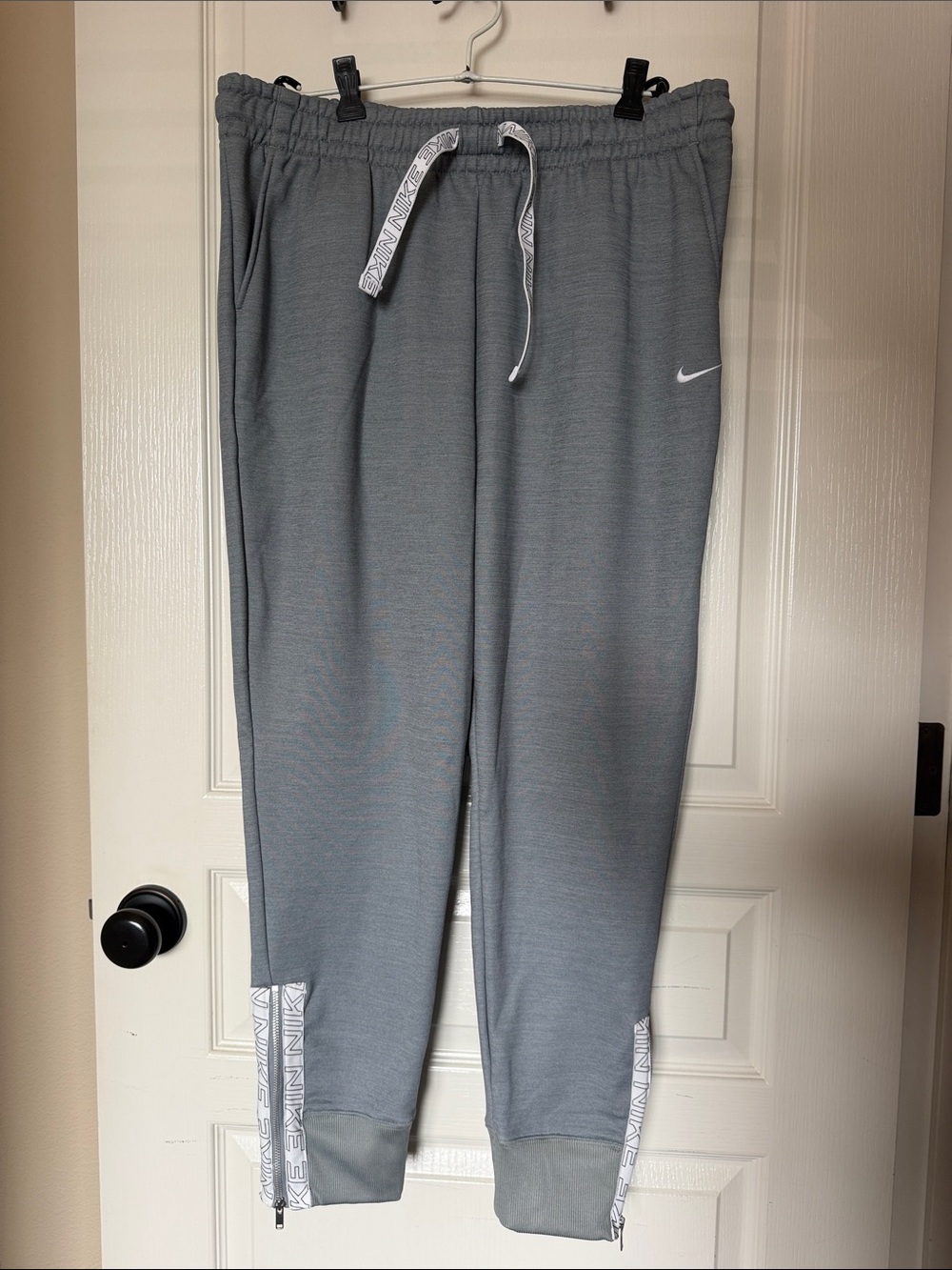 Nike Light Gray Athletic Joggers with White Swoosh